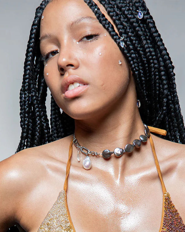 Black Drizzle Choker Pearl